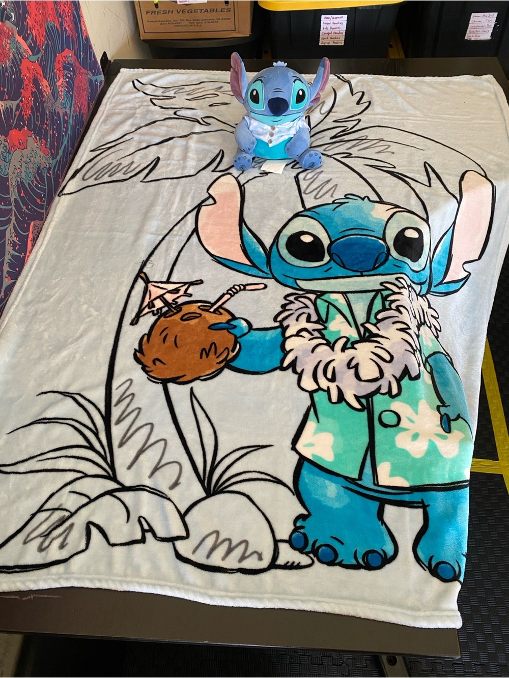 Disney Blue Stitch Hawaiian Sleep Blanket + Plus w/ Turquoise and White Accents